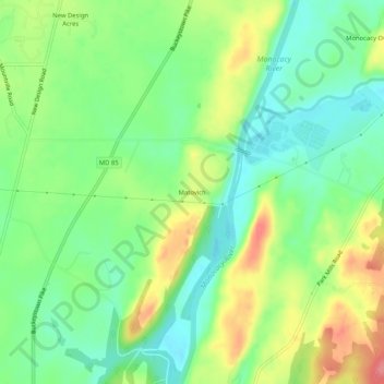 Carte topographique Matovich, altitude, relief