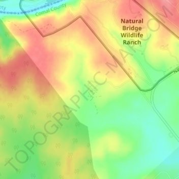 Carte topographique Natural Bridge Caverns, altitude, relief
