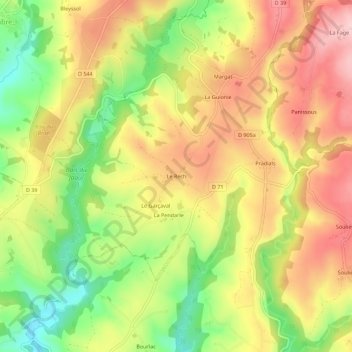 Carte topographique Le Rech, altitude, relief
