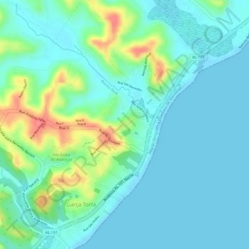 Carte topographique Alto da favela, altitude, relief