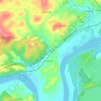 Carte topographique Bucktown, altitude, relief