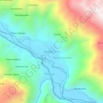 Carte topographique Pampa Cruz, altitude, relief