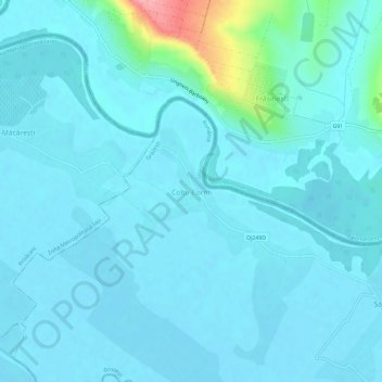 Carte topographique Colțu Cornii, altitude, relief