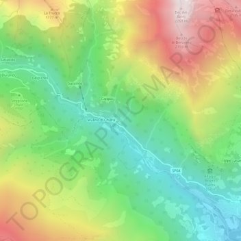 Carte topographique Chiara, altitude, relief