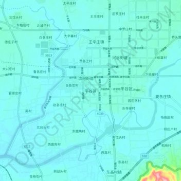 Carte topographique 平谷镇, altitude, relief