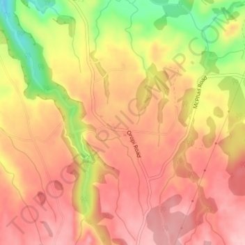 Carte topographique Oropi, altitude, relief