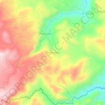 Carte topographique Platanares, altitude, relief
