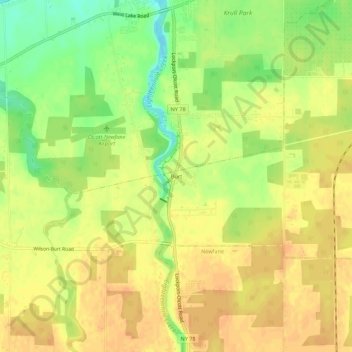 Carte topographique Burt, altitude, relief