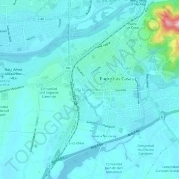 Carte topographique Villa Mankemalén, altitude, relief