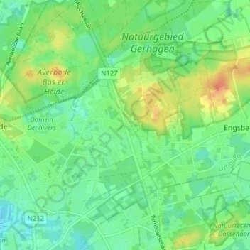 Carte topographique Okselaar, altitude, relief