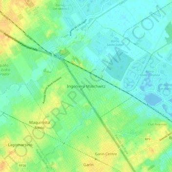 Carte topographique Ingeniero Maschwitz, altitude, relief