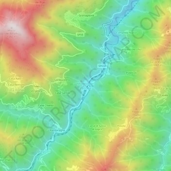 Carte topographique Molino del Pallone, altitude, relief