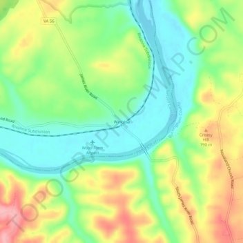 Carte topographique Wingina, altitude, relief