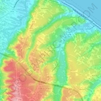 Carte topographique Granciaro, altitude, relief
