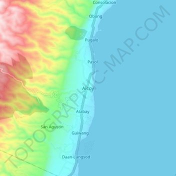 Carte topographique Alcoy, altitude, relief