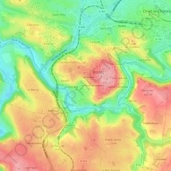 Carte topographique Gourgan, altitude, relief