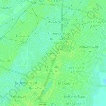 Carte topographique Gaigalapadu, altitude, relief