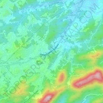 Carte topographique Pendotiba, altitude, relief