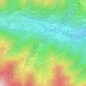 Carte topographique Sodani, altitude, relief
