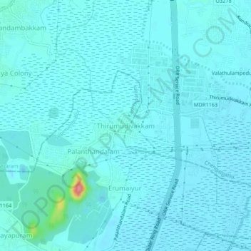 Carte topographique Thirumudivakkam, altitude, relief