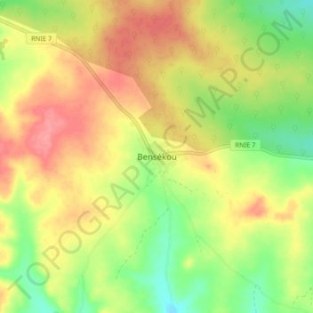 Carte topographique Bensékou, altitude, relief
