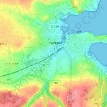 Carte topographique Tournebride, altitude, relief
