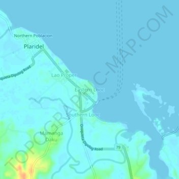 Carte topographique Eastern Looc, altitude, relief
