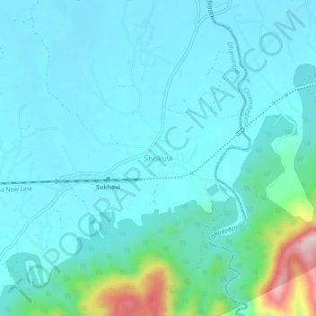 Carte topographique Shokuvi, altitude, relief