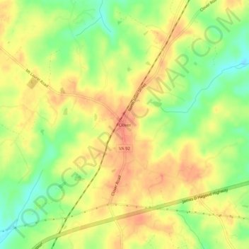 Carte topographique Clover, altitude, relief