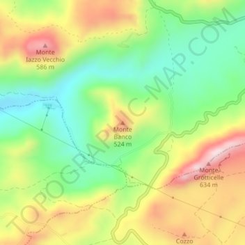 Carte topographique Monte Banco, altitude, relief