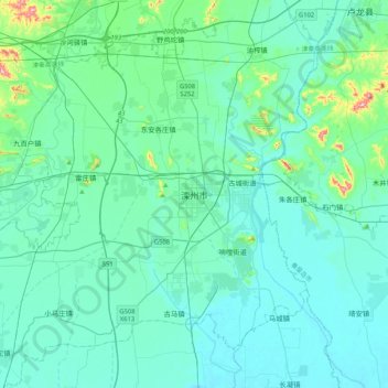 Carte topographique 滦州市, altitude, relief
