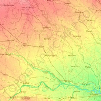 Carte topographique shekhpura, altitude, relief