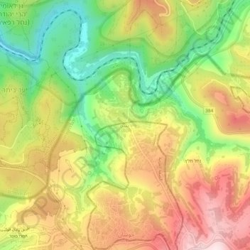Carte topographique Battir, altitude, relief