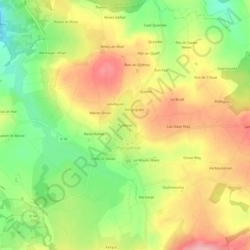 Carte topographique Ty Nevez, altitude, relief