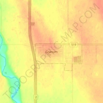 Carte topographique Granum, altitude, relief
