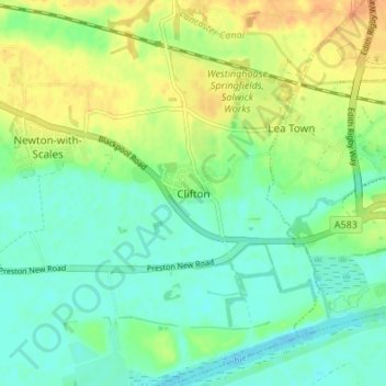 Carte topographique Clifton, altitude, relief