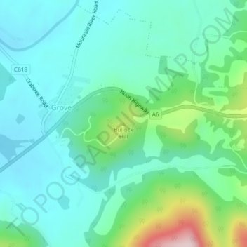 Carte topographique Bullock Hill, altitude, relief
