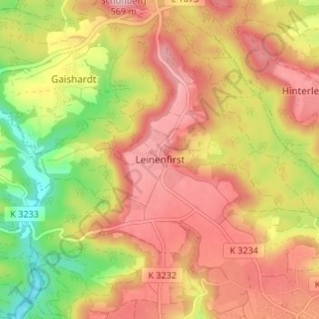 Carte topographique Leinenfirst, altitude, relief