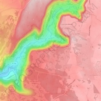 Carte topographique Chaumois-Boivin, altitude, relief
