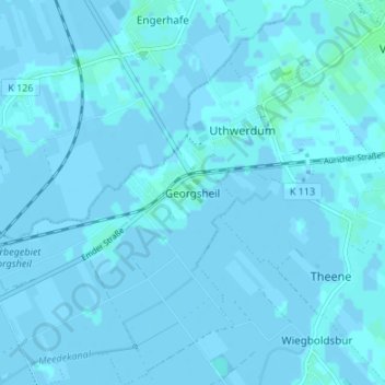 Carte topographique Georgsheil, altitude, relief