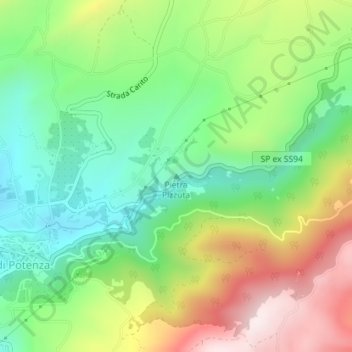 Carte topographique Pietra Pizzuta, altitude, relief