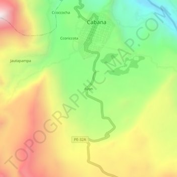 Carte topographique Ayon, altitude, relief