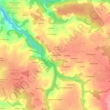 Carte topographique Cosquer Pinard, altitude, relief