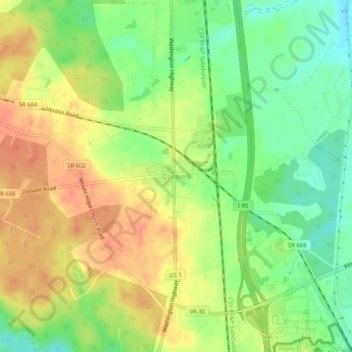 Carte topographique Doswell, altitude, relief