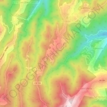 Carte topographique Tighzert, altitude, relief