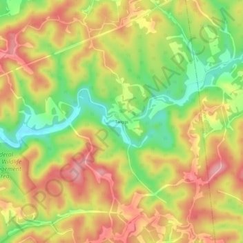 Carte topographique Twiggs, altitude, relief