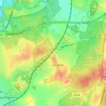 Carte topographique Clarendon Park, altitude, relief