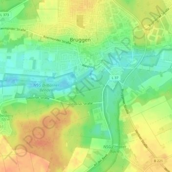 Carte topographique Auf der Koppel, altitude, relief