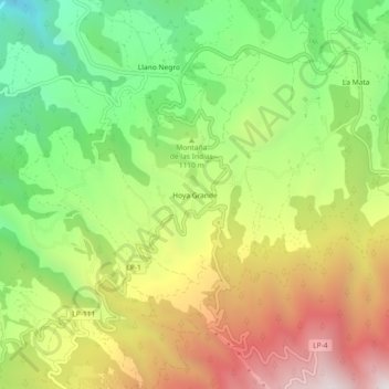Carte topographique Hoya Grande, altitude, relief
