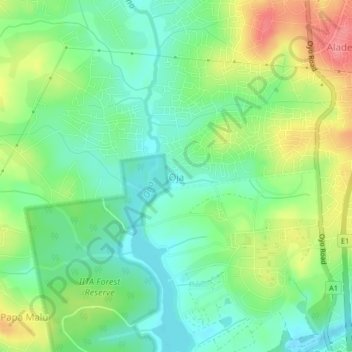 Carte topographique Oja, altitude, relief